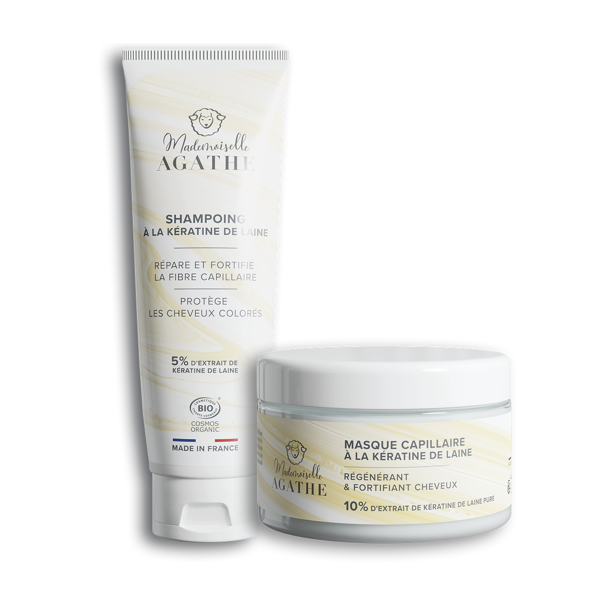 Essential organic certified sheep wool keratin hair duo - repairs & protects
