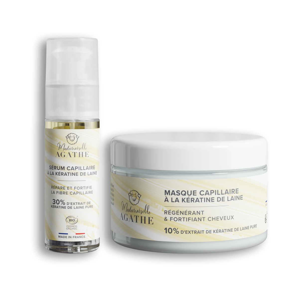 Intense keratin hair repair duo with certified organic sheep's wool - repairs & protects