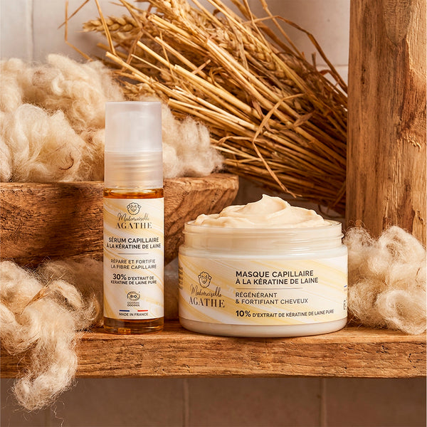 Intense Keratin Hair Repair Duo from certified organic sheep's wool
