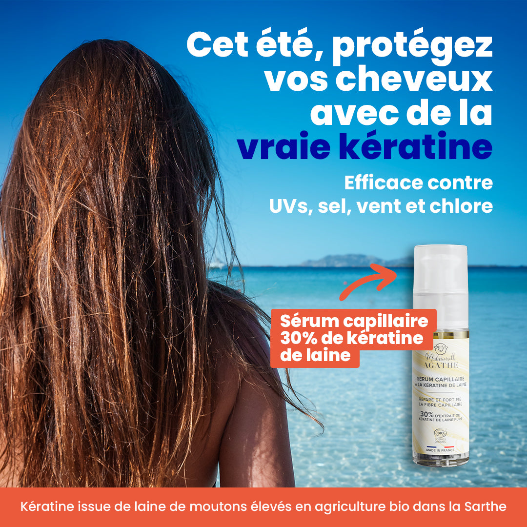 Certified organic wool keratin hair serum - repairs & protects